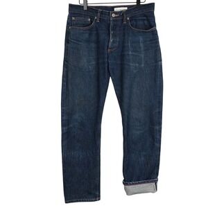 GUSTIN Straight Fit Selvedge Denim Jeans 33x29.5 Dark Wash Button Fly USA Made